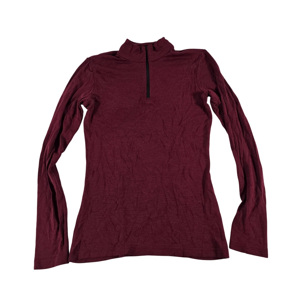 Icebreaker Merino Bodyfit Basics 200 Women Quarter Zip Top Burgundy Medium 15186